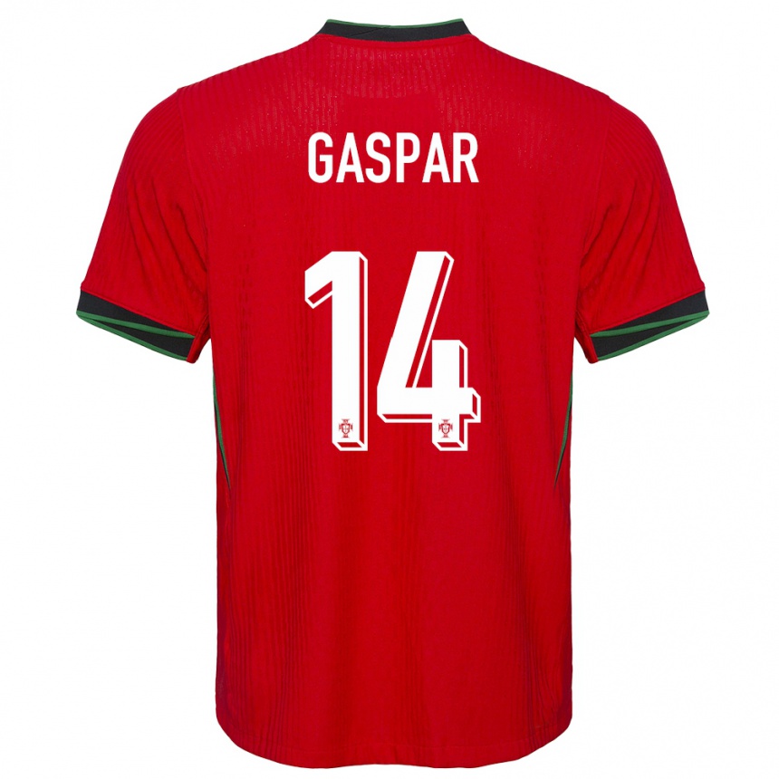 Gyermek Labdarúgás Portugália Guilherme Gaspar #14 Piros Hazai Jersey 24-26 Mez Póló Ing