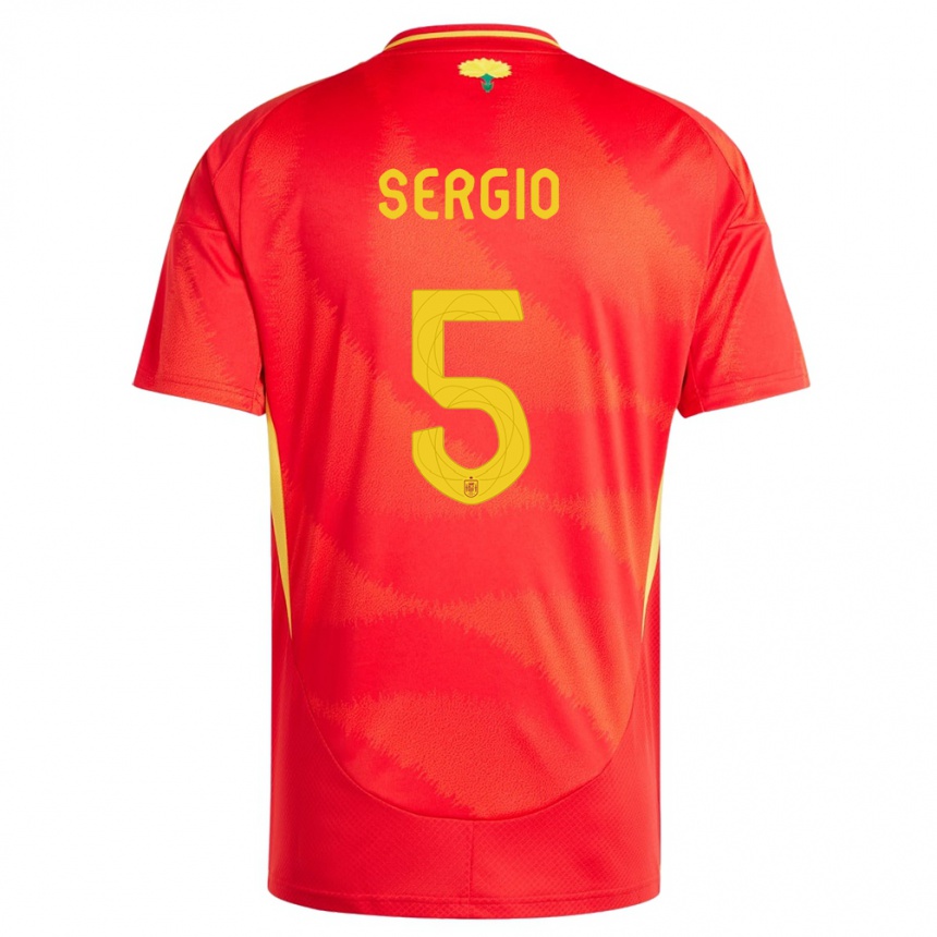 Gyermek Labdarúgás Spanyolország Sergio Busquets #5 Piros Hazai Jersey 24-26 Mez Póló Ing