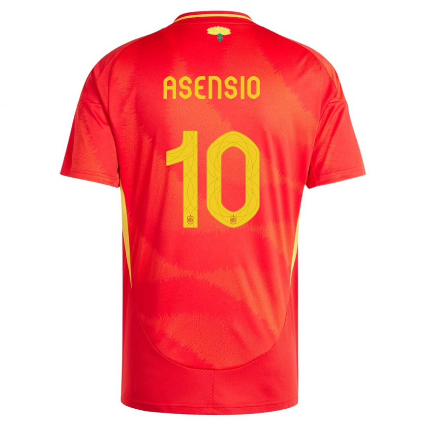 Gyermek Labdarúgás Spanyolország Marco Asensio #10 Piros Hazai Jersey 24-26 Mez Póló Ing