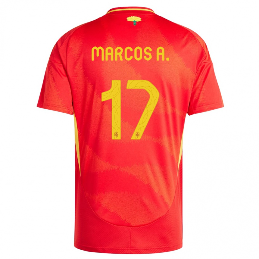 Gyermek Labdarúgás Spanyolország Marcos Alonso #17 Piros Hazai Jersey 24-26 Mez Póló Ing