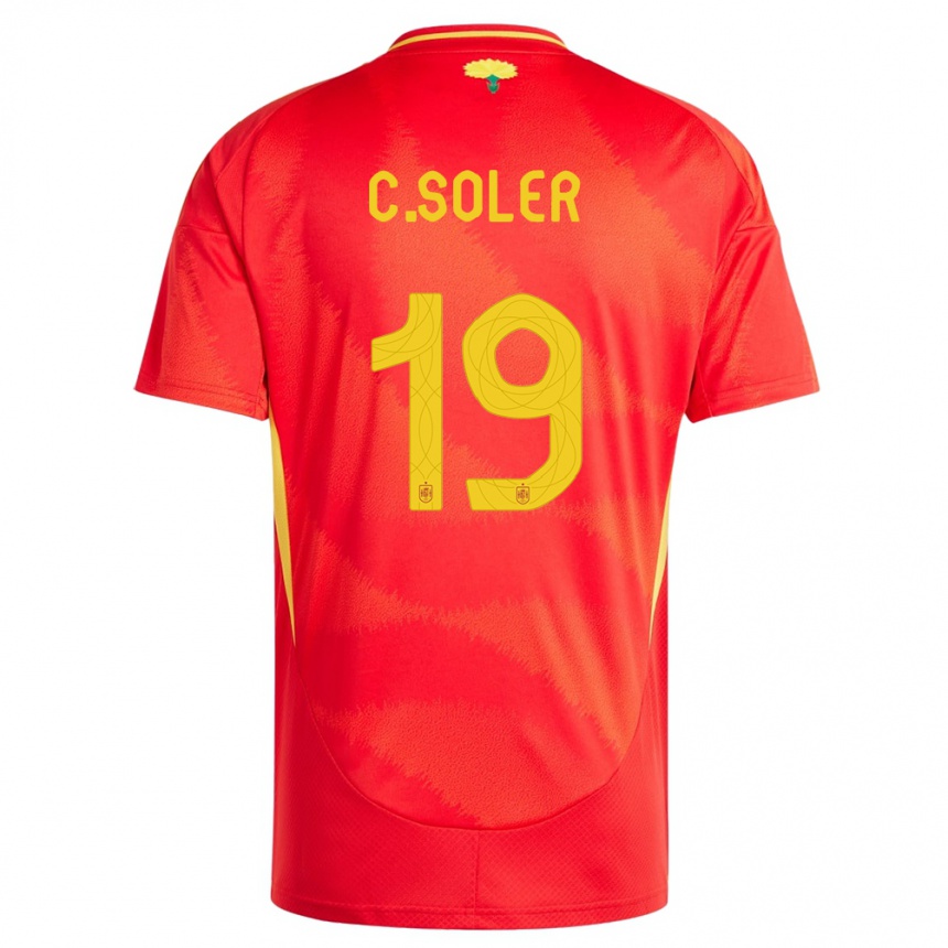 Gyermek Labdarúgás Spanyolország Carlos Soler #19 Piros Hazai Jersey 24-26 Mez Póló Ing