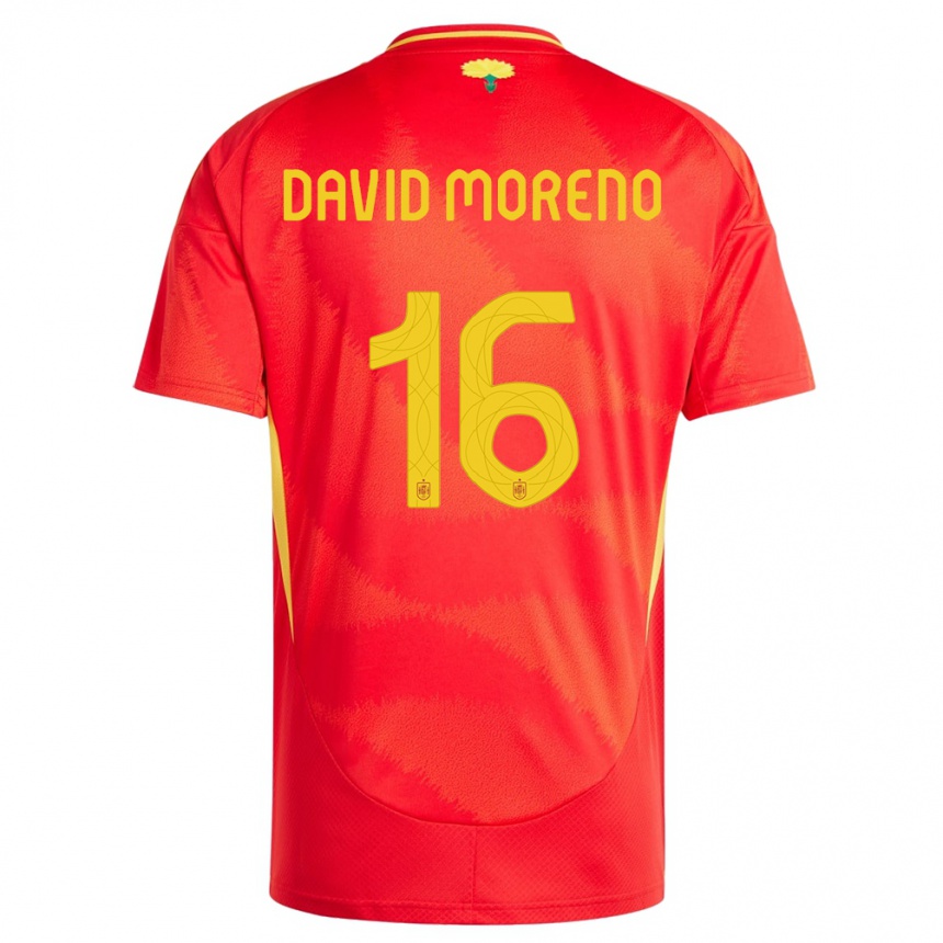 Gyermek Labdarúgás Spanyolország Antonio David Moreno #16 Piros Hazai Jersey 24-26 Mez Póló Ing