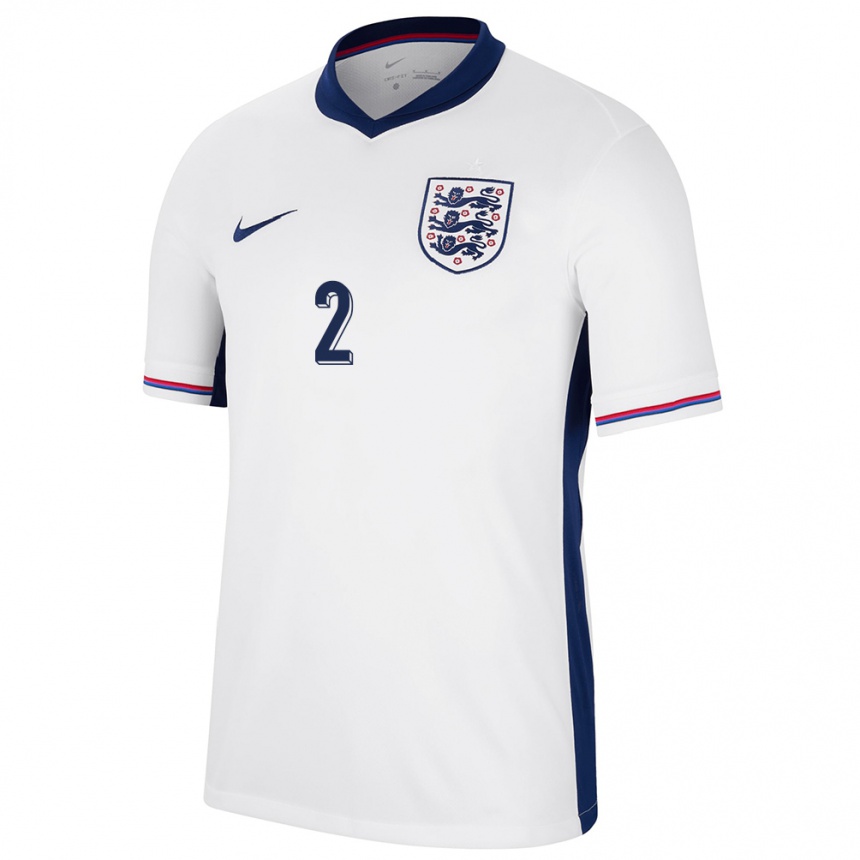 Gyermek Labdarúgás Anglia Kyle Walker #2 Fehér Hazai Jersey 24-26 Mez Póló Ing