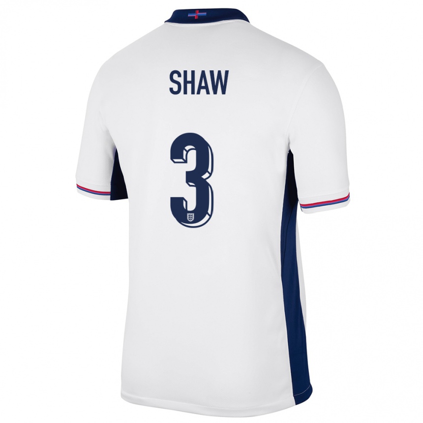 Gyermek Labdarúgás Anglia Luke Shaw #3 Fehér Hazai Jersey 24-26 Mez Póló Ing