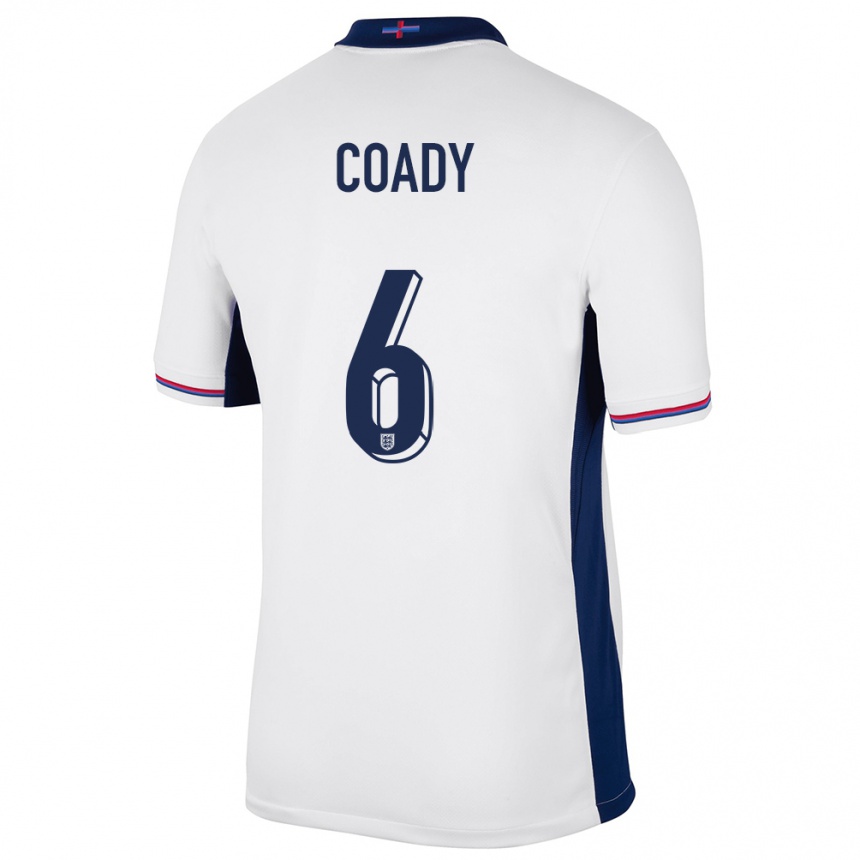 Gyermek Labdarúgás Anglia Conor Coady #6 Fehér Hazai Jersey 24-26 Mez Póló Ing