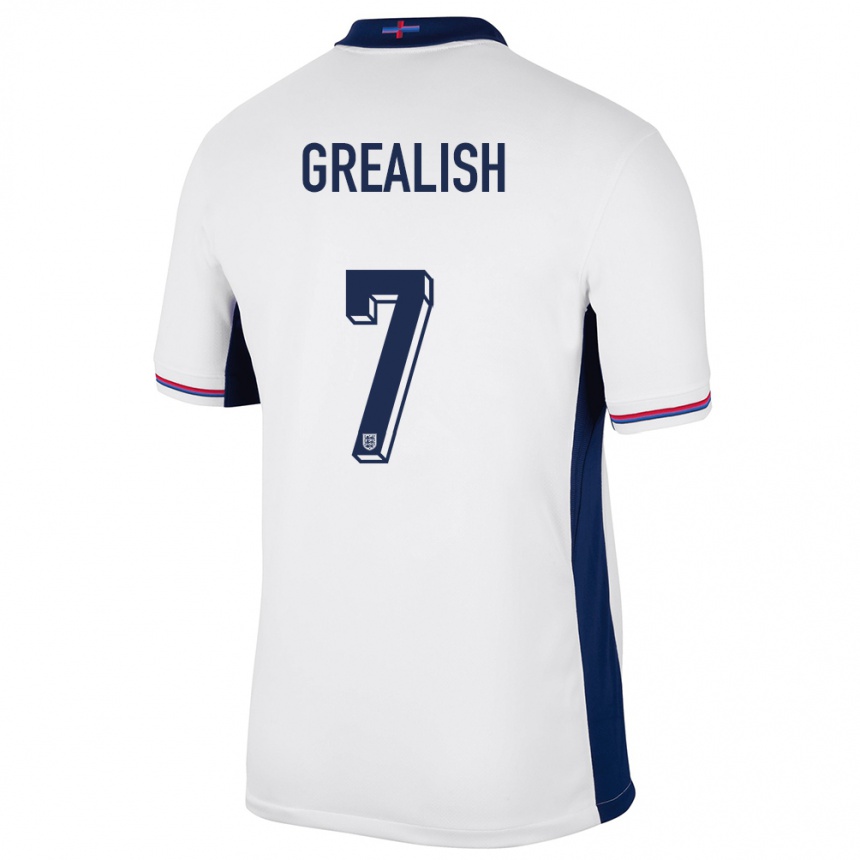 Gyermek Labdarúgás Anglia Jack Grealish #7 Fehér Hazai Jersey 24-26 Mez Póló Ing