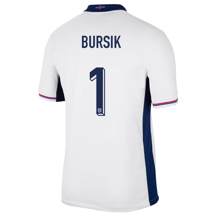 Gyermek Labdarúgás Anglia Josef Bursik #1 Fehér Hazai Jersey 24-26 Mez Póló Ing