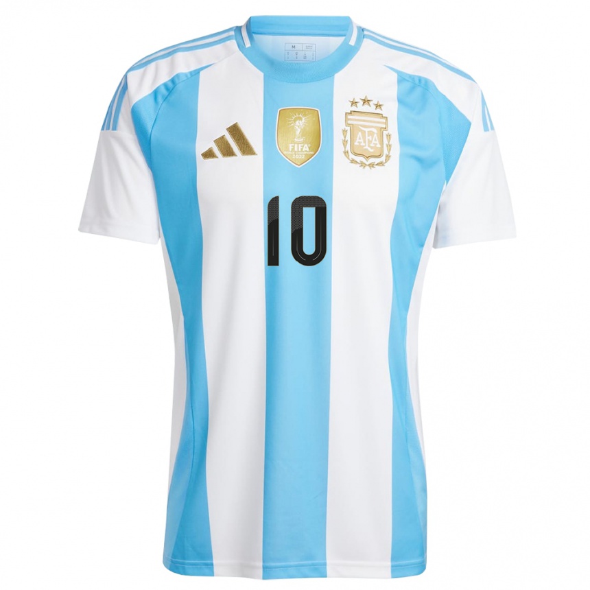 Gyermek Labdarúgás Argentína Lionel Messi #10 Fehér Kék Hazai Jersey 24-26 Mez Póló Ing