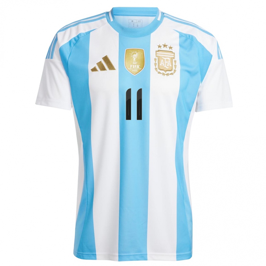 Gyermek Labdarúgás Argentína Angel Di Maria #11 Fehér Kék Hazai Jersey 24-26 Mez Póló Ing