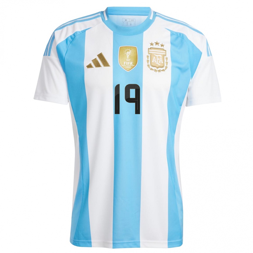 Gyermek Labdarúgás Argentína Nicolas Otamendi #19 Fehér Kék Hazai Jersey 24-26 Mez Póló Ing