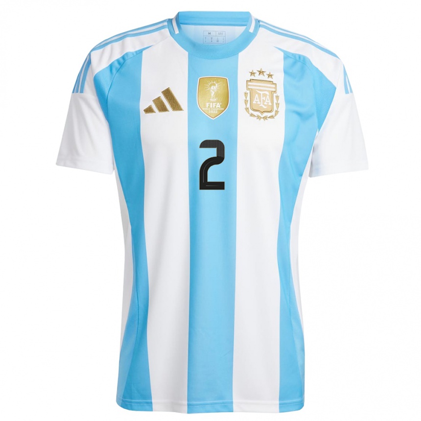 Gyermek Labdarúgás Argentína Lucas Martinez Quarta #2 Fehér Kék Hazai Jersey 24-26 Mez Póló Ing