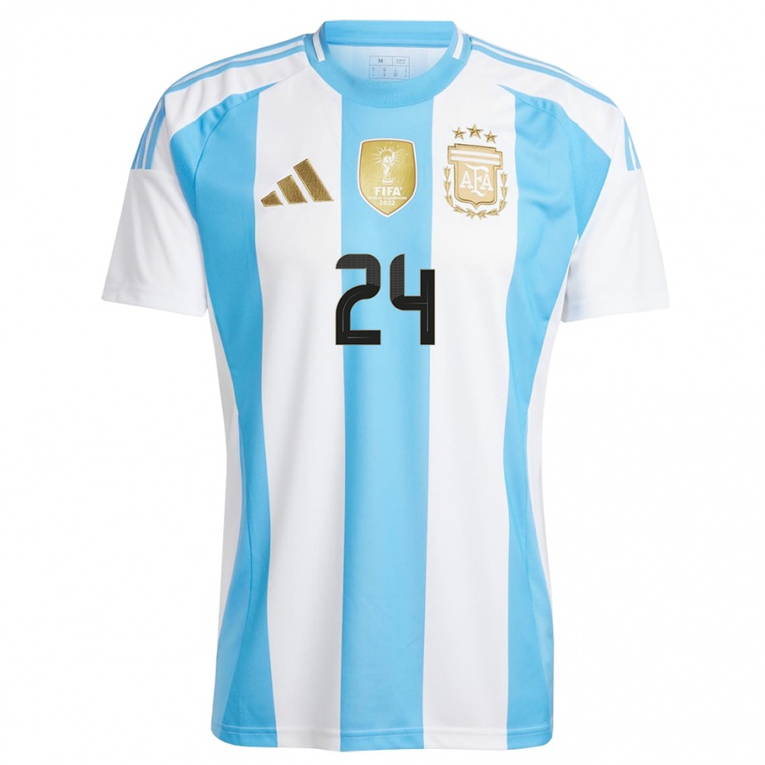 Gyermek Labdarúgás Argentína Enzo Fernandez #24 Fehér Kék Hazai Jersey 24-26 Mez Póló Ing