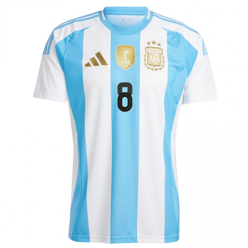 Gyermek Labdarúgás Argentína Marcos Acuna #8 Fehér Kék Hazai Jersey 24-26 Mez Póló Ing