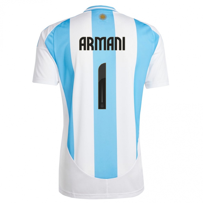 Gyermek Labdarúgás Argentína Franco Armani #1 Fehér Kék Hazai Jersey 24-26 Mez Póló Ing