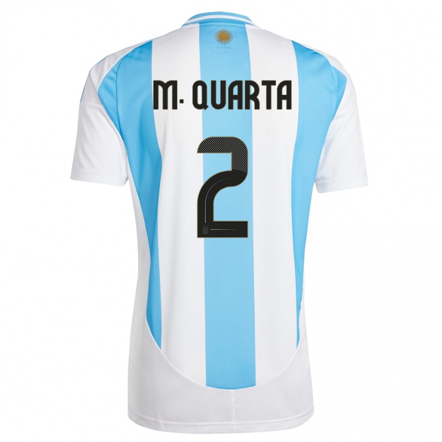 Gyermek Labdarúgás Argentína Lucas Martinez Quarta #2 Fehér Kék Hazai Jersey 24-26 Mez Póló Ing