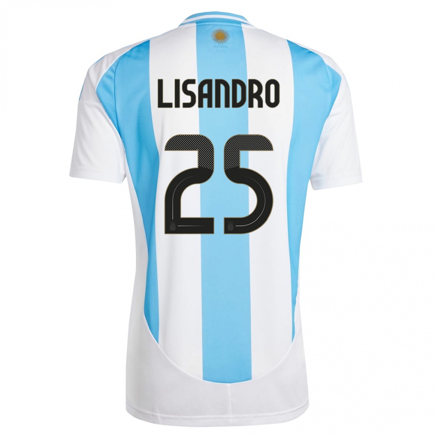 Gyermek Labdarúgás Argentína Lisandro Martinez #25 Fehér Kék Hazai Jersey 24-26 Mez Póló Ing