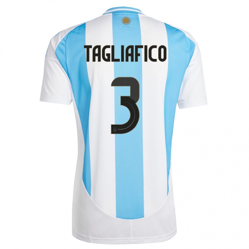 Gyermek Labdarúgás Argentína Nicolas Tagliafico #3 Fehér Kék Hazai Jersey 24-26 Mez Póló Ing