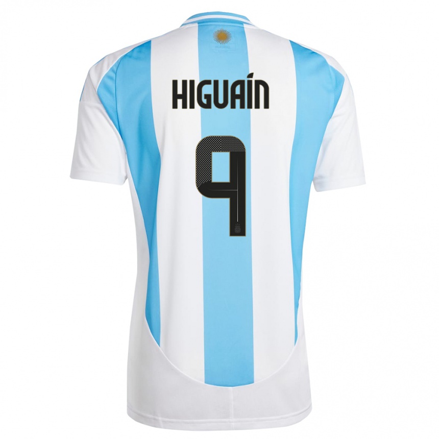 Gyermek Labdarúgás Argentína Gonzalo Higuain #9 Fehér Kék Hazai Jersey 24-26 Mez Póló Ing