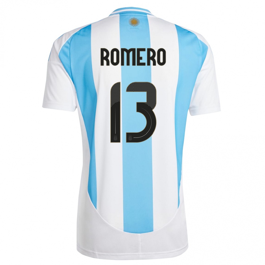 Gyermek Labdarúgás Argentína Cristian Romero #13 Fehér Kék Hazai Jersey 24-26 Mez Póló Ing