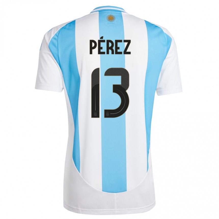 Gyermek Labdarúgás Argentína Nehuen Perez #13 Fehér Kék Hazai Jersey 24-26 Mez Póló Ing