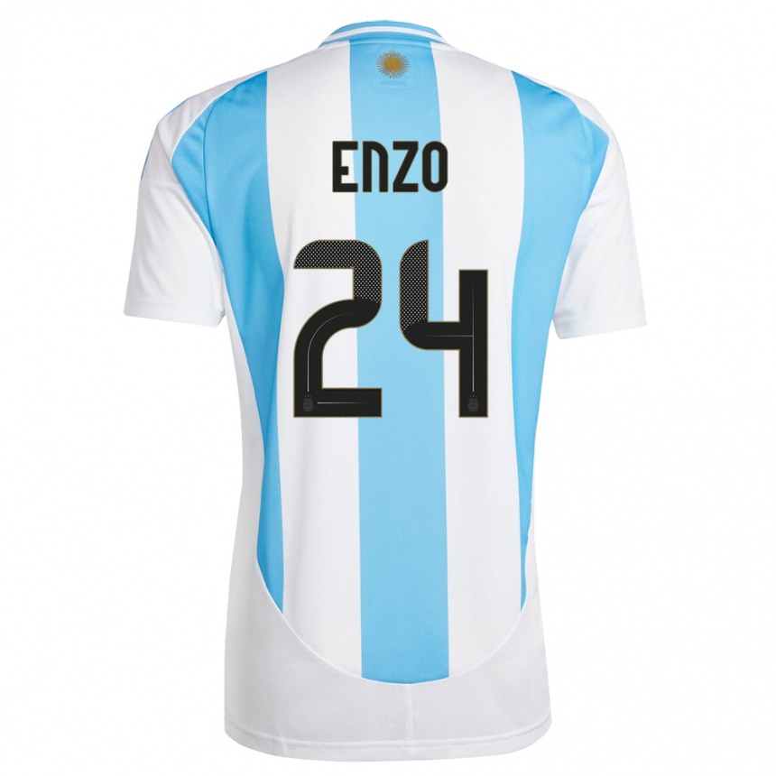 Gyermek Labdarúgás Argentína Enzo Fernandez #24 Fehér Kék Hazai Jersey 24-26 Mez Póló Ing