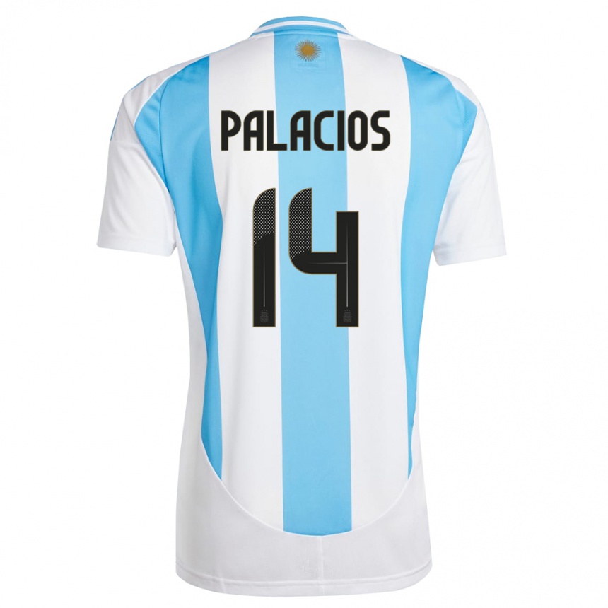 Gyermek Labdarúgás Argentína Exequiel Palacios #14 Fehér Kék Hazai Jersey 24-26 Mez Póló Ing