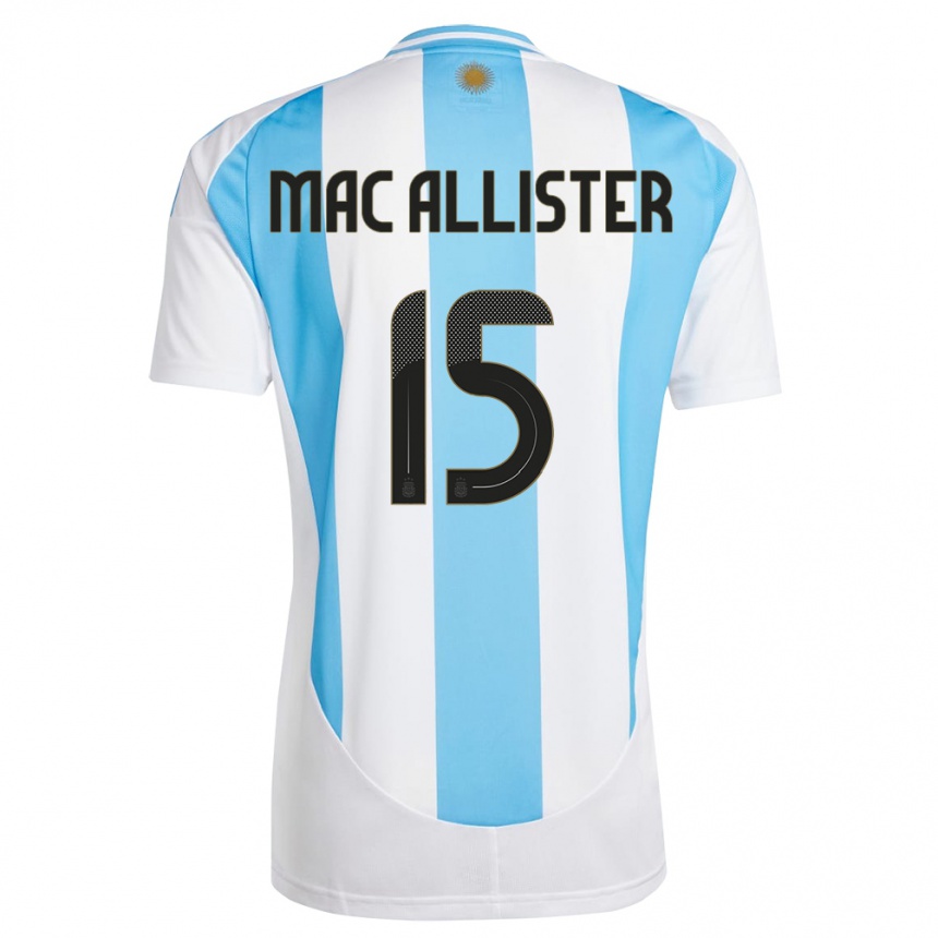 Gyermek Labdarúgás Argentína Alexis Mac Allister #15 Fehér Kék Hazai Jersey 24-26 Mez Póló Ing