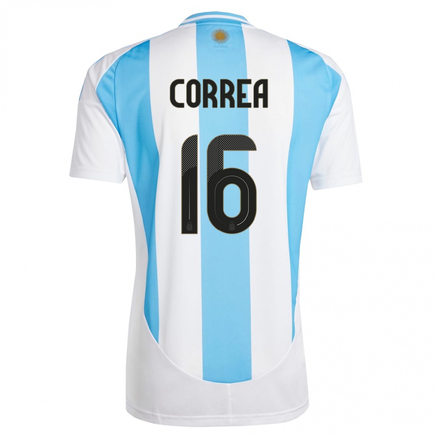 Gyermek Labdarúgás Argentína Angel Correa #16 Fehér Kék Hazai Jersey 24-26 Mez Póló Ing