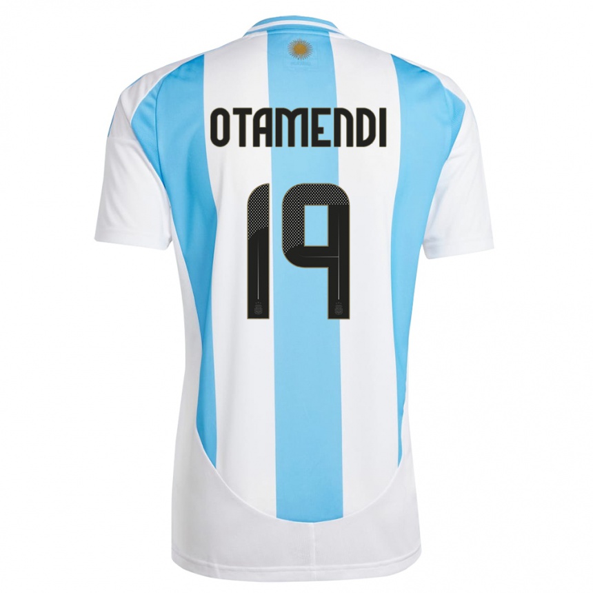 Gyermek Labdarúgás Argentína Nicolas Otamendi #19 Fehér Kék Hazai Jersey 24-26 Mez Póló Ing