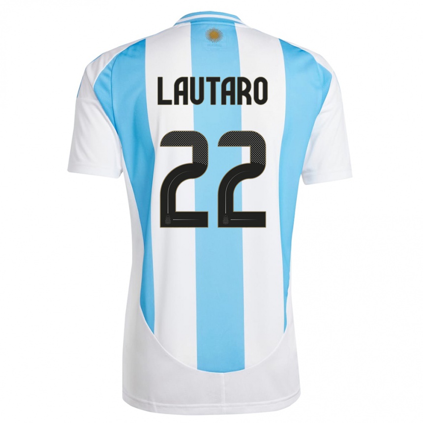 Gyermek Labdarúgás Argentína Lautaro Martinez #22 Fehér Kék Hazai Jersey 24-26 Mez Póló Ing