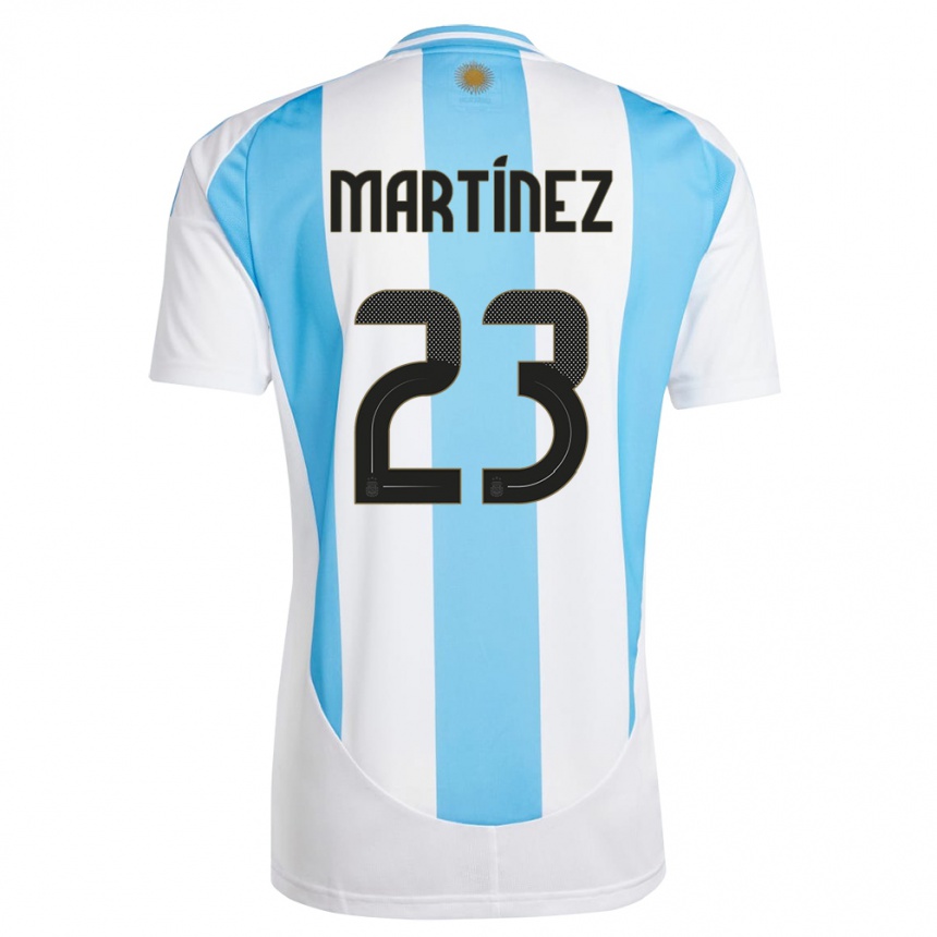 Gyermek Labdarúgás Argentína Emiliano Martinez #23 Fehér Kék Hazai Jersey 24-26 Mez Póló Ing