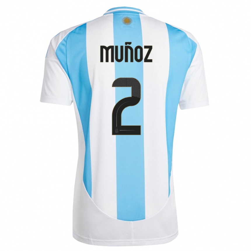 Gyermek Labdarúgás Argentína Luana Munoz #2 Fehér Kék Hazai Jersey 24-26 Mez Póló Ing