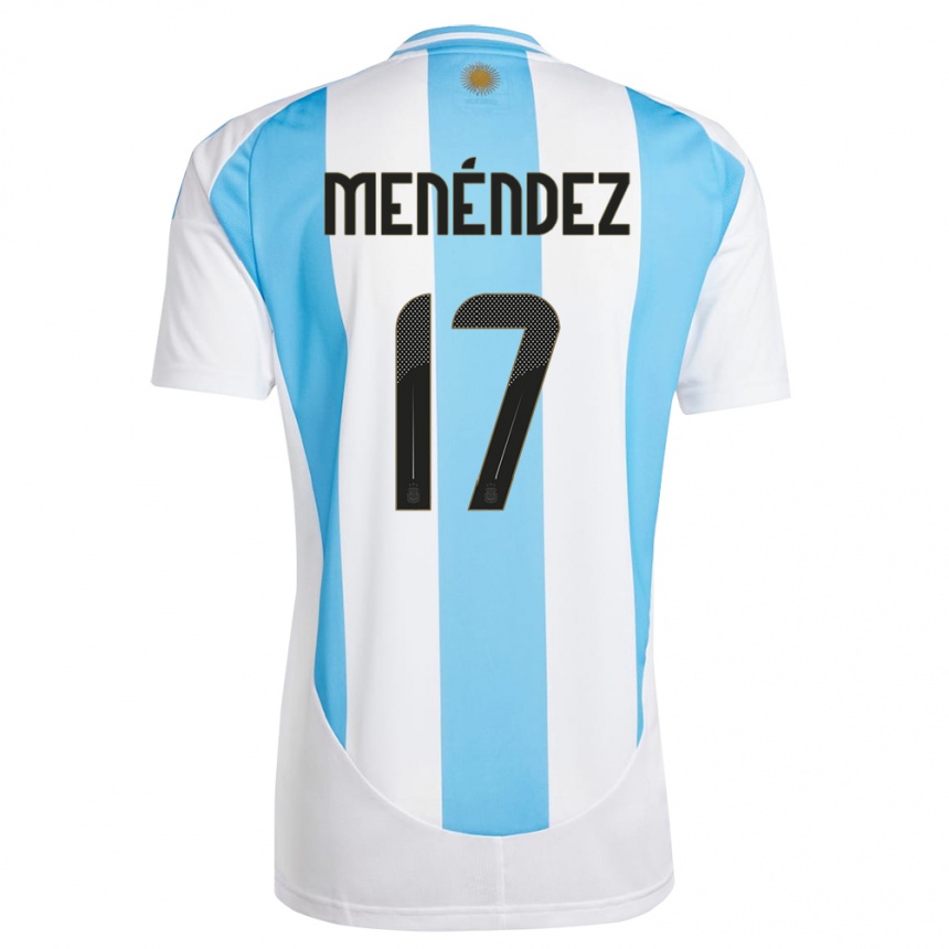 Gyermek Labdarúgás Argentína Milagros Menendez #17 Fehér Kék Hazai Jersey 24-26 Mez Póló Ing