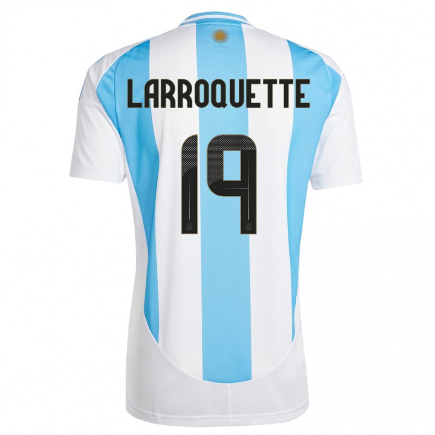 Gyermek Labdarúgás Argentína Mariana Larroquette #19 Fehér Kék Hazai Jersey 24-26 Mez Póló Ing