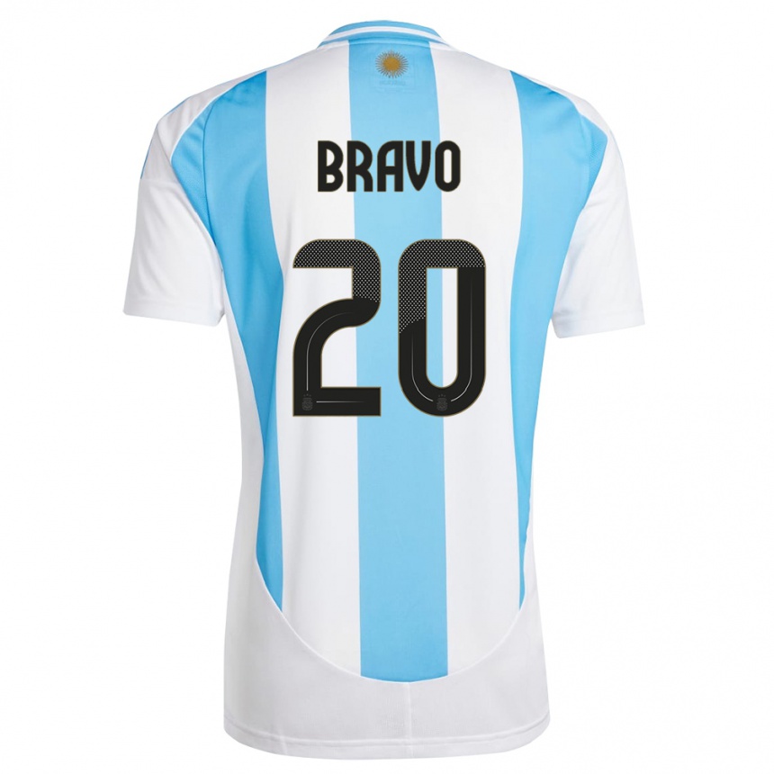 Gyermek Labdarúgás Argentína Ruth Bravo #20 Fehér Kék Hazai Jersey 24-26 Mez Póló Ing