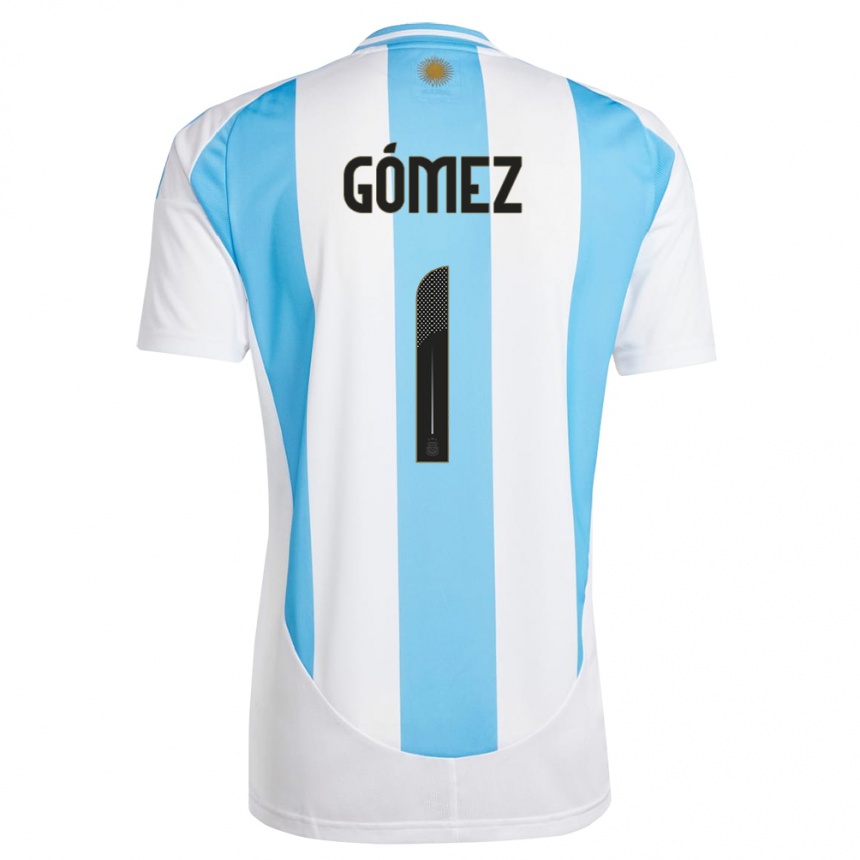 Gyermek Labdarúgás Argentína Francisco Gomez #1 Fehér Kék Hazai Jersey 24-26 Mez Póló Ing