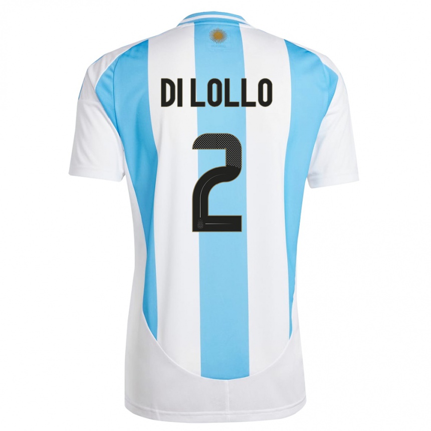 Gyermek Labdarúgás Argentína Lautaro Di Lollo #2 Fehér Kék Hazai Jersey 24-26 Mez Póló Ing