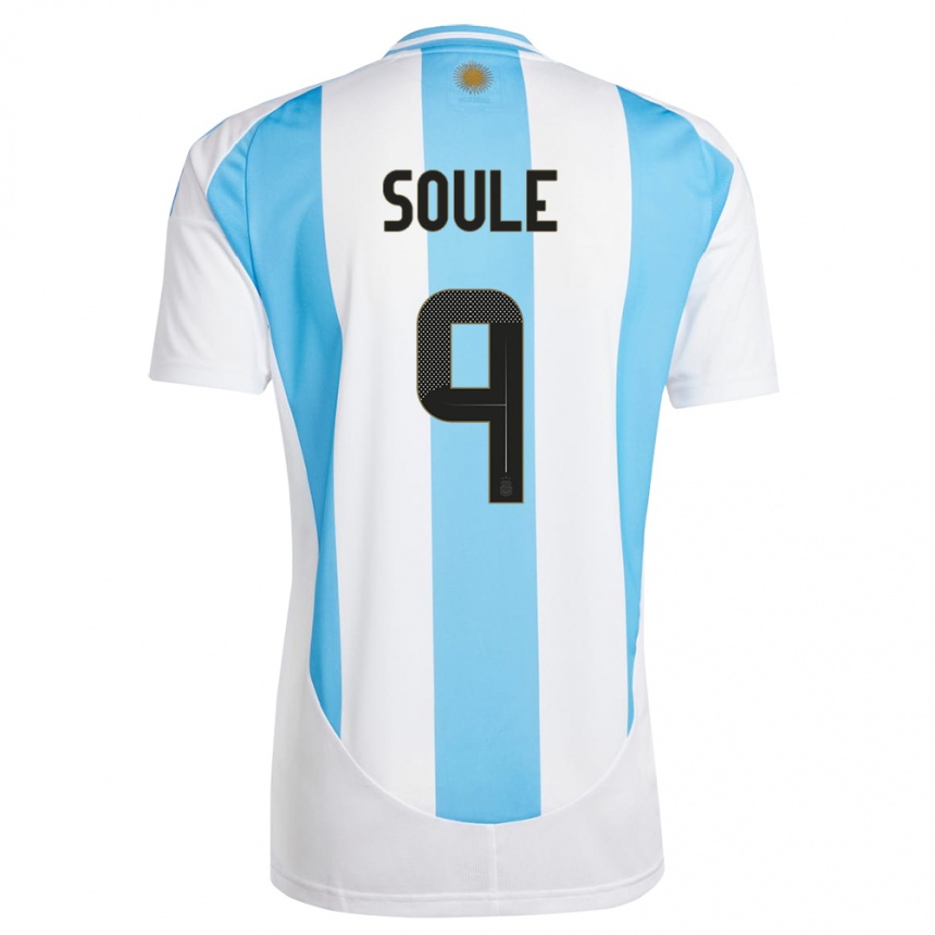 Gyermek Labdarúgás Argentína Matias Soule #9 Fehér Kék Hazai Jersey 24-26 Mez Póló Ing