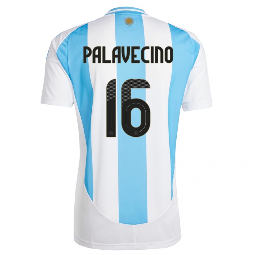 Gyermek Labdarúgás Argentína Nicolas Palavecino #16 Fehér Kék Hazai Jersey 24-26 Mez Póló Ing