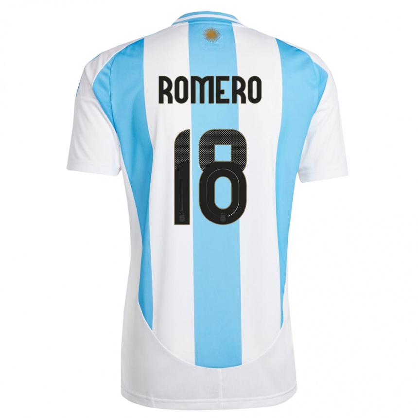 Gyermek Labdarúgás Argentína Luka Romero #18 Fehér Kék Hazai Jersey 24-26 Mez Póló Ing