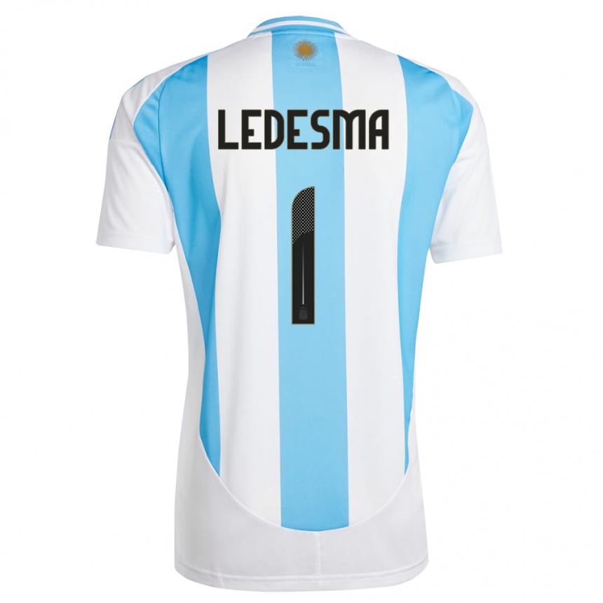 Gyermek Labdarúgás Argentína Jeremias Ledesma #1 Fehér Kék Hazai Jersey 24-26 Mez Póló Ing