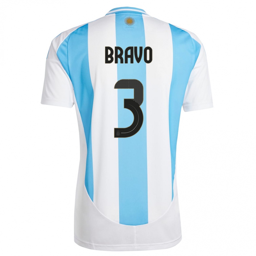 Gyermek Labdarúgás Argentína Claudio Bravo #3 Fehér Kék Hazai Jersey 24-26 Mez Póló Ing