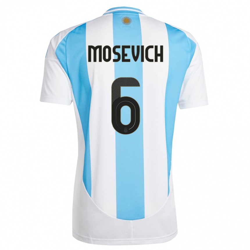 Gyermek Labdarúgás Argentína Leonel Mosevich #6 Fehér Kék Hazai Jersey 24-26 Mez Póló Ing