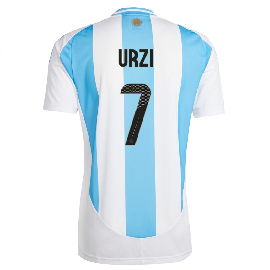 Gyermek Labdarúgás Argentína Agustin Urzi #7 Fehér Kék Hazai Jersey 24-26 Mez Póló Ing