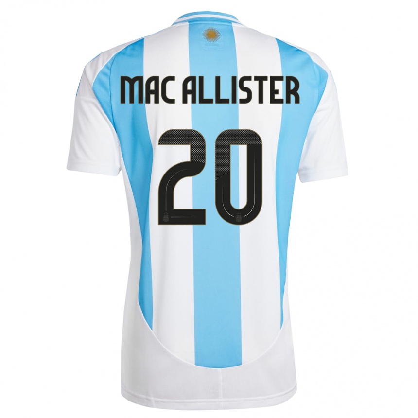 Gyermek Labdarúgás Argentína Alexis Mac Allister #20 Fehér Kék Hazai Jersey 24-26 Mez Póló Ing