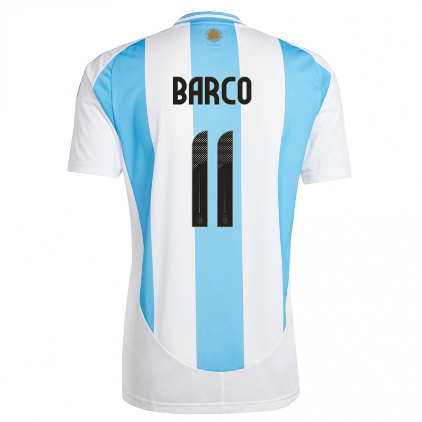 Gyermek Labdarúgás Argentína Ezequiel Barco #11 Fehér Kék Hazai Jersey 24-26 Mez Póló Ing