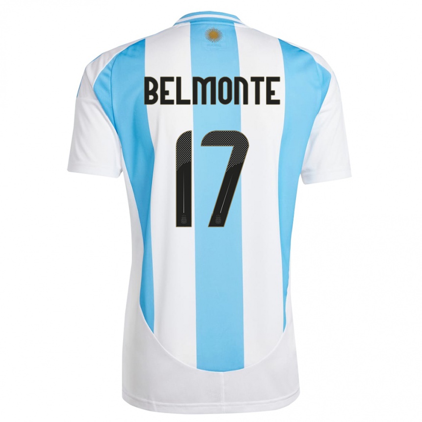 Gyermek Labdarúgás Argentína Tomas Belmonte #17 Fehér Kék Hazai Jersey 24-26 Mez Póló Ing