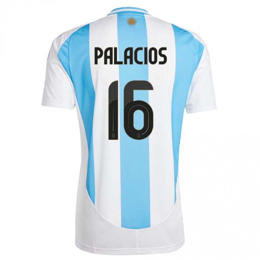 Gyermek Labdarúgás Argentína Tomas Palacios #16 Fehér Kék Hazai Jersey 24-26 Mez Póló Ing