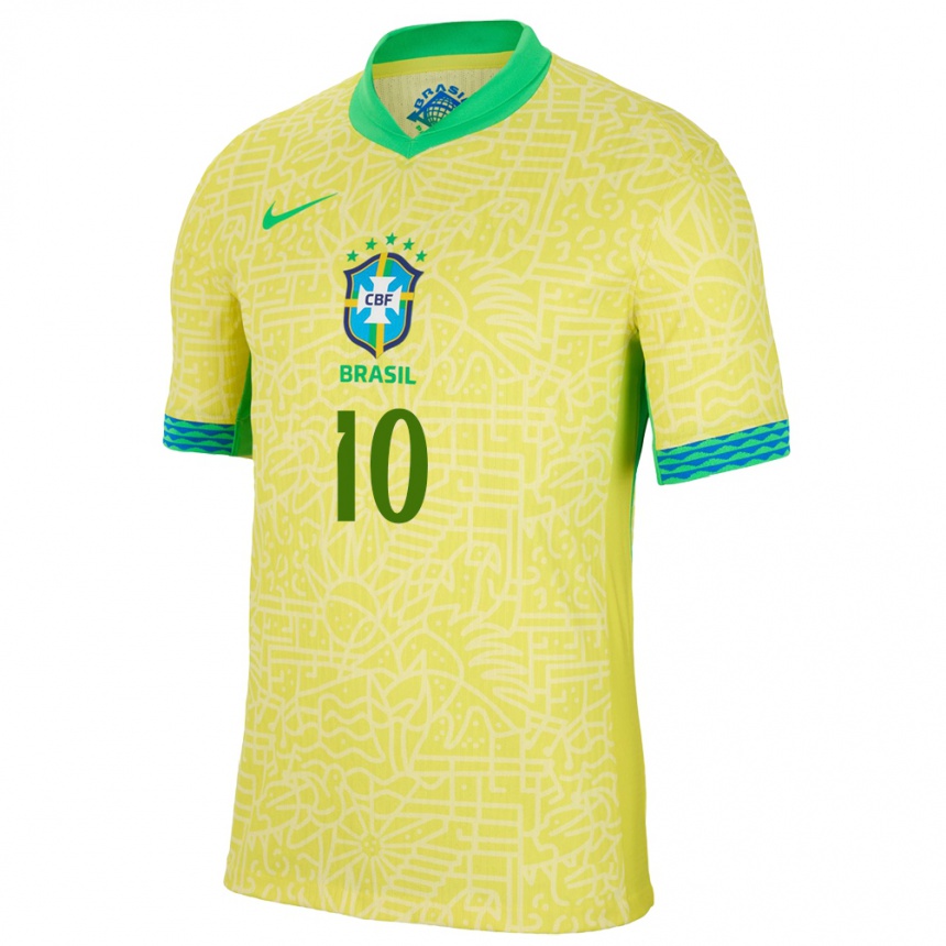 Gyermek Labdarúgás Brazília Rodrygo #10 Sárga Hazai Jersey 24-26 Mez Póló Ing