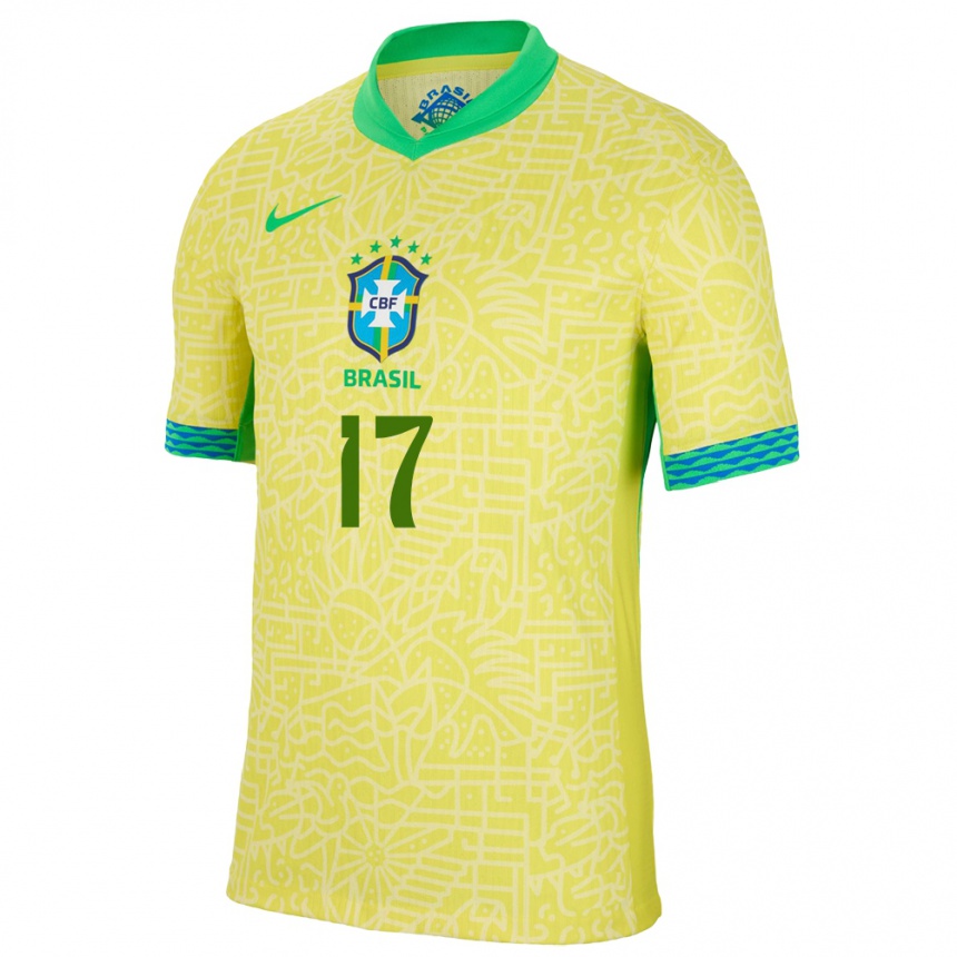 Gyermek Labdarúgás Brazília Ary Borges #17 Sárga Hazai Jersey 24-26 Mez Póló Ing